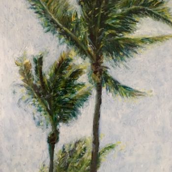 Painting titled "Palmiers dans le ve…" by Richard Nichanian, Original Artwork, Oil