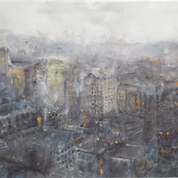 Pintura intitulada "Une grande ville II" por Richard Nichanian, Obras de arte originais, Óleo
