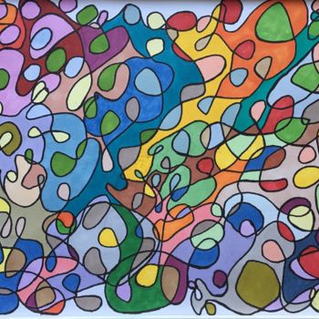 Zeichnungen mit dem Titel "Courbes et couleurs…" von Richard Nichanian, Original-Kunstwerk