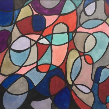 Desenho intitulada "Courbes et couleurs…" por Richard Nichanian, Obras de arte originais, Marcador