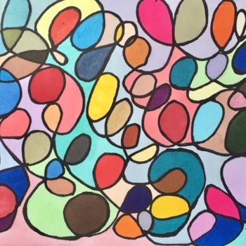 图画 标题为“Courbes et couleurs…” 由Richard Nichanian, 原创艺术品, 标记