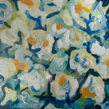 Pintura intitulada "Composition florale…" por Richard Nichanian, Obras de arte originais, Óleo