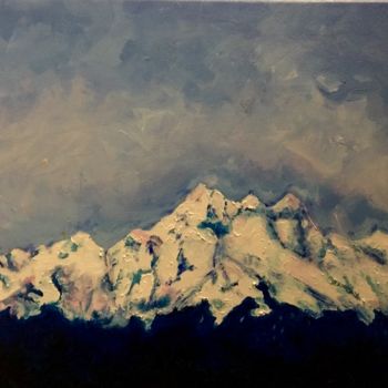 Painting titled "La montagne" by Richard Nichanian, Original Artwork, Oil