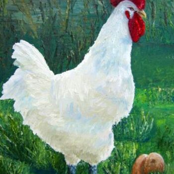Painting titled "Coq" by R Pin, Original Artwork