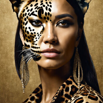 Digital Arts titled "leopardenfrau" by R.W.Born, Original Artwork, AI generated image