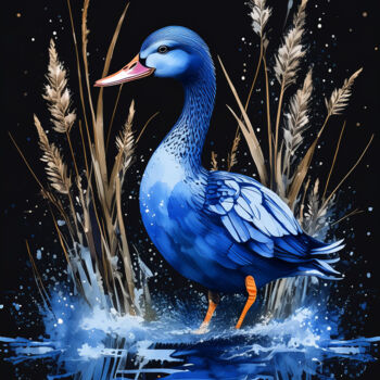 Arts numériques intitulée "Ente in blau" par R.W.Born, Œuvre d'art originale, Image générée par l'IA