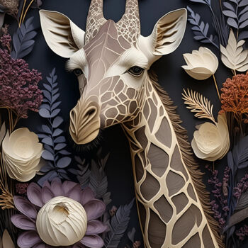 Arte digitale intitolato "Giraffe Portrait" da R.W.Born, Opera d'arte originale, Immagine generata dall'IA