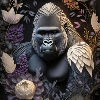"Portrait Gorilla" başlıklı Dijital Sanat R.W.Born tarafından, Orijinal sanat, AI tarafından oluşturulan görüntü