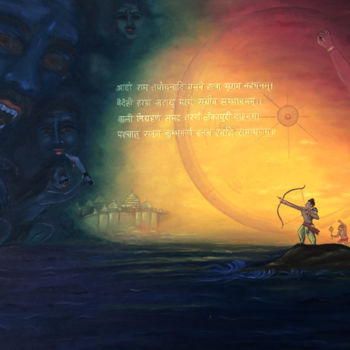 Painting titled "Good-Evil War" by Rajesh Sharma, Original Artwork, Oil