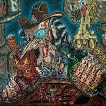 Peinture intitulée "The Minotaur" par Rabah Meskine, Œuvre d'art originale, Acrylique