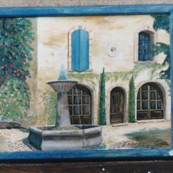 Painting titled "La Fontaine de St P…" by Mireille Bello, Original Artwork, Oil