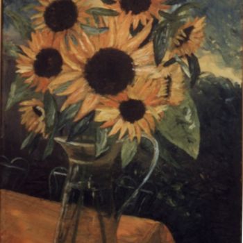 Painting titled "Tournesols" by Mireille Bello, Original Artwork, Oil