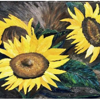 Painting titled "Tournesols" by Mireille Bello, Original Artwork