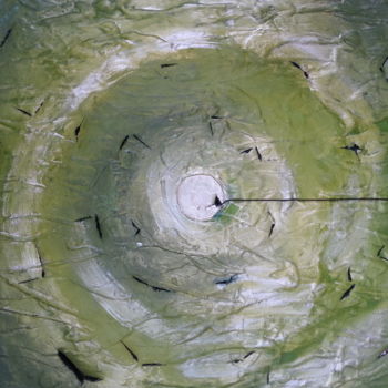 Картина под названием "Green sun of crows.…" - Rbio, Подлинное произведение искусства, Акрил