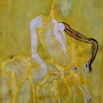 Painting titled "Cavalier jaune (Ton…" by Rbio, Original Artwork, Acrylic