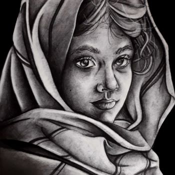 Drawing titled "child.jpg" by Elodie R, Original Artwork, Charcoal