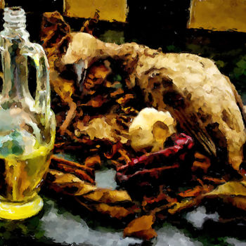 Digital Arts titled "Canard nature morte." by Rached Miladi (Le mutagraphe), Original Artwork, Digital Painting