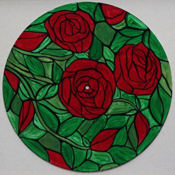 Painting titled "Red Roses" by Rachel Olynuk, Original Artwork, Acrylic