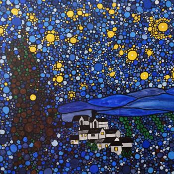 Painting titled "Starry Night" by Rachel Olynuk, Original Artwork, Acrylic