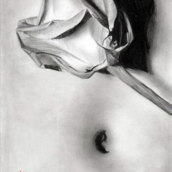 Dessin intitulée "La rose" par Rachel Blairy, Œuvre d'art originale