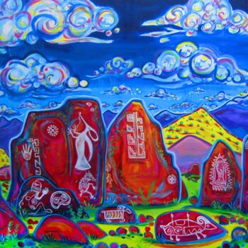 Картина под названием "The Living Rocks of…" - Rachel Houseman, Подлинное произведение искусства, Акрил
