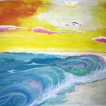Painting titled "beachy-shore-20in.j…" by Rachel Jackson, Original Artwork, Acrylic