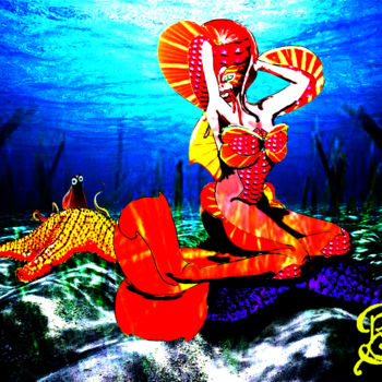 Artes digitais intitulada "Mermaid Fantasy" por Rachel Jackson, Obras de arte originais, Pintura digital