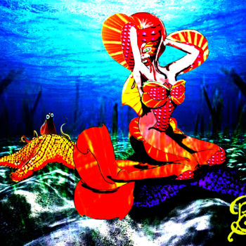 Digital Arts titled "Mermaid Fantasy" by Rachel Jackson, Original Artwork, Digital Painting