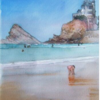 Pintura titulada "plage de la cote de…" por Rachel Loeffler, Obra de arte original
