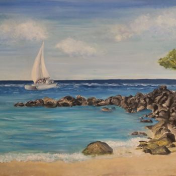 Pintura intitulada "Un morceau de plage" por Rachel Lo Hun, Obras de arte originais, Acrílico