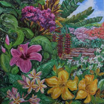 Painting titled "A garden of colours" by Rachel Lo Hun, Original Artwork, Acrylic