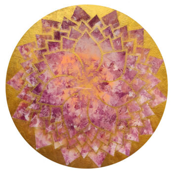 Painting titled "La fleur de lotus" by Rachel Moulis, Original Artwork, Acrylic Mounted on Wood Stretcher frame