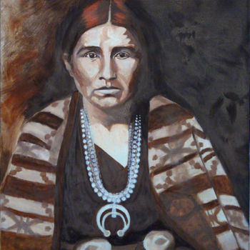 Peinture intitulée "amerindienne.jpg" par Rachida Bey, Œuvre d'art originale, Huile