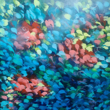 Painting titled "Foliage Heartstrings" by Racquel Miller, Original Artwork, Acrylic
