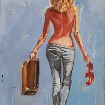 Painting titled ""Walking barefoot"…" by Rada Gor, Original Artwork, Oil