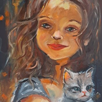Peinture intitulée "Little Girl Oil Pai…" par Rada Gor, Œuvre d'art originale, Huile
