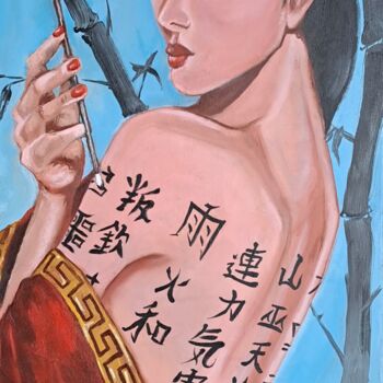 Ζωγραφική με τίτλο "Geisha Japanese Wom…" από Rada Gor, Αυθεντικά έργα τέχνης, Λάδι