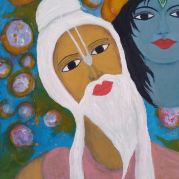 Peinture intitulée "O sábio Vyasadeva e…" par Radharani, Œuvre d'art originale, Acrylique