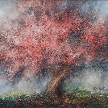 Pittura intitolato "cherry-tree-flowers…" da Radinka Gardinovacki, Opera d'arte originale, Olio