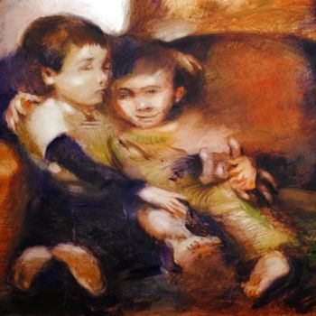 Malerei mit dem Titel "couch buddies" von Gregory Radionov, Original-Kunstwerk, Öl