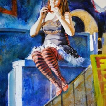 Schilderij getiteld "street showgirl" door Gregory Radionov, Origineel Kunstwerk
