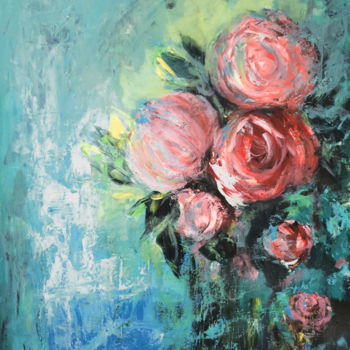 Malarstwo zatytułowany „Roses” autorstwa Anna Radis (Anna Radis Art), Oryginalna praca, Akryl