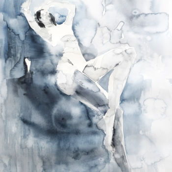 Malerei mit dem Titel "On the cloud" von Anna Radis (Anna Radis Art), Original-Kunstwerk, Aquarell