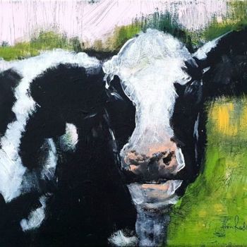Painting titled "Cow" by Anna Radis (Anna Radis Art), Original Artwork, Acrylic