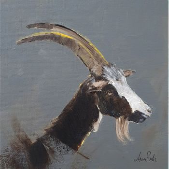 Painting titled "Goat" by Anna Radis (Anna Radis Art), Original Artwork, Acrylic