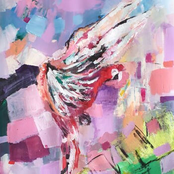 Painting titled "Ara parrot" by Anna Radis (Anna Radis Art), Original Artwork, Acrylic