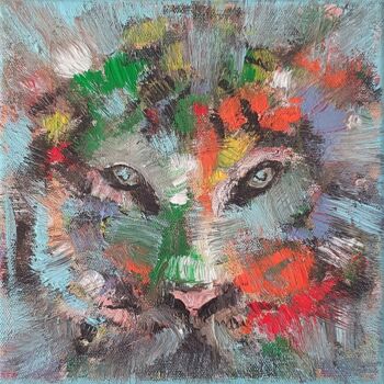 Painting titled "Wild cat" by Anna Radis (Anna Radis Art), Original Artwork, Acrylic