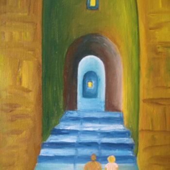 Peinture intitulée "Вход в Иерусалим" par Nina Rodina, Œuvre d'art originale