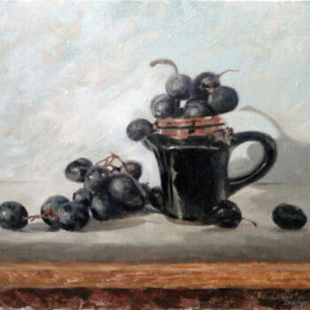 Painting titled "Black Grapes" by Radosveta Zhelyazkova, Original Artwork, Oil