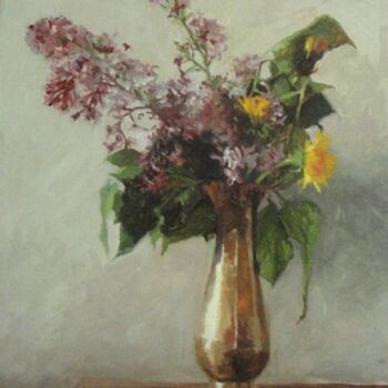 Pintura titulada "Lilac and dandelion" por Radosveta Zhelyazkova, Obra de arte original, Oleo